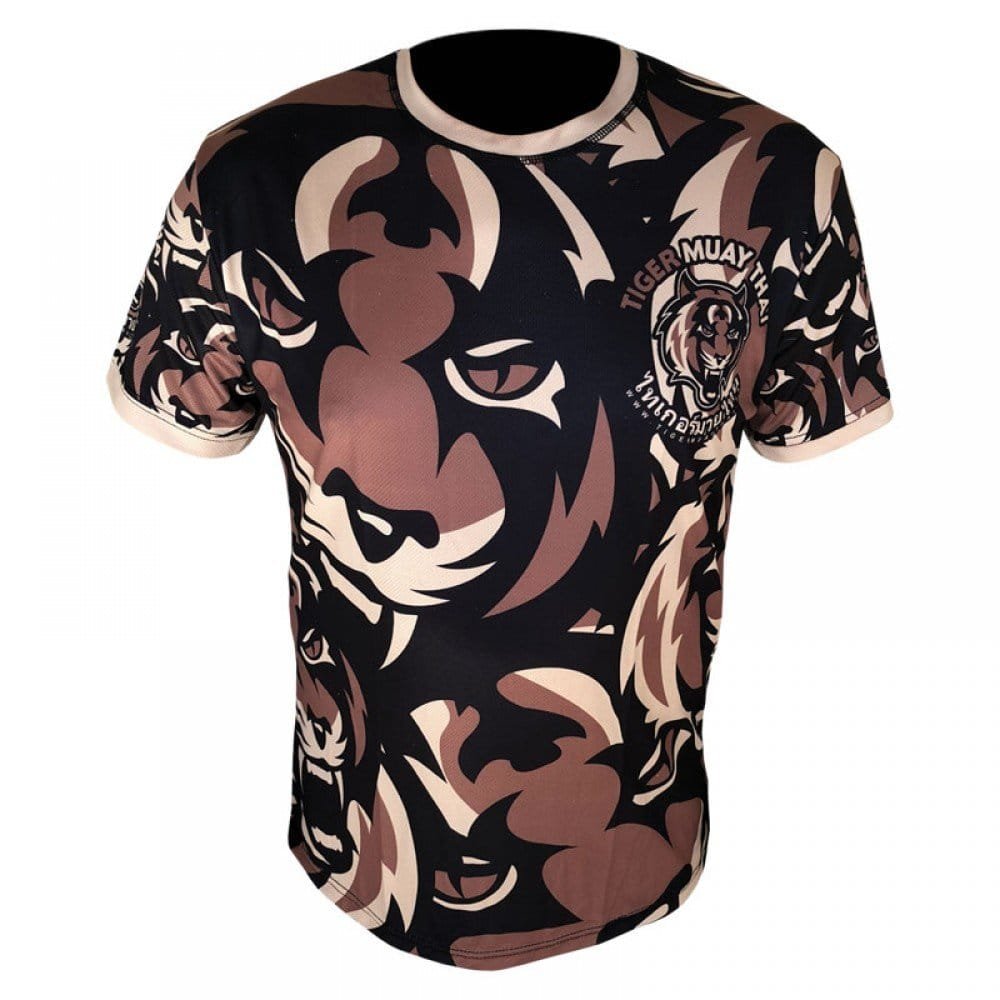 CAMISETA CAMUFLADA 1ST DRY MARRÓN TIGER MUAY THAI