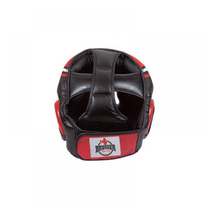 Casco Bruiser color rojo. Logo en el centro con rayas a los lados. Diseño con espuma densa. Velcro ajustable y diseño superior abierto. Imagen superior.