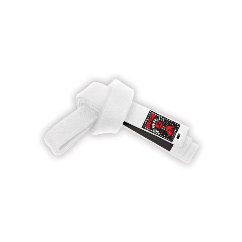 Cinturón de Jiu Jitsu "Graduación Oficial" Bruiser para niños color blanco con detalles negros.