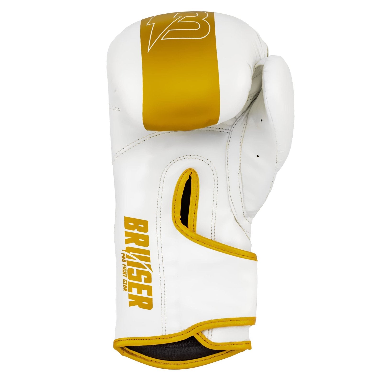 Guantes De Boxeo "Pro Fight " Polipiel Blanco/oro