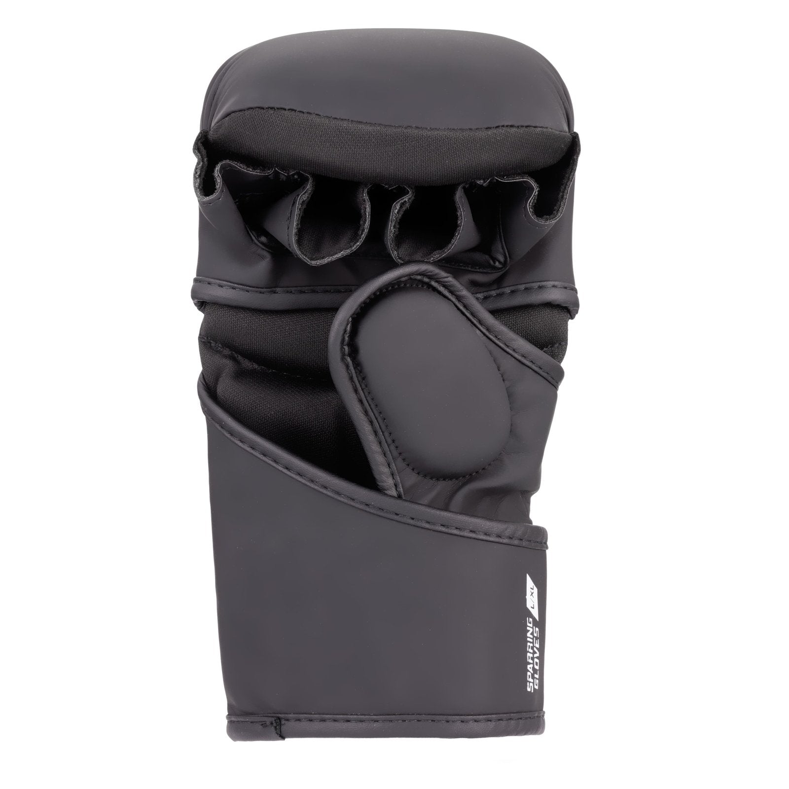Palma guante de MMA p marca Bruiser color negro y azul. Logo en el centro. Hecho de poliuterano y cuero. Forro interior con espuma y cierre de velcro seguro.