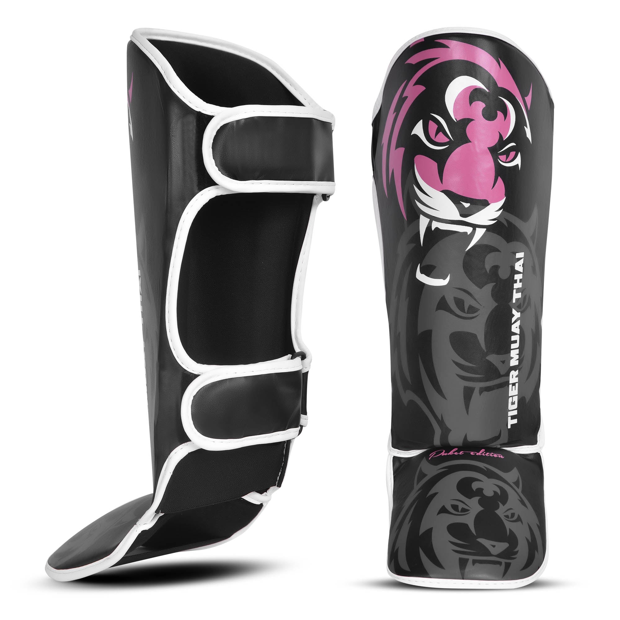 Espinilleras / Tobilleras TMT “Phuket Edition” Kids Polipiel Negro/Rosa