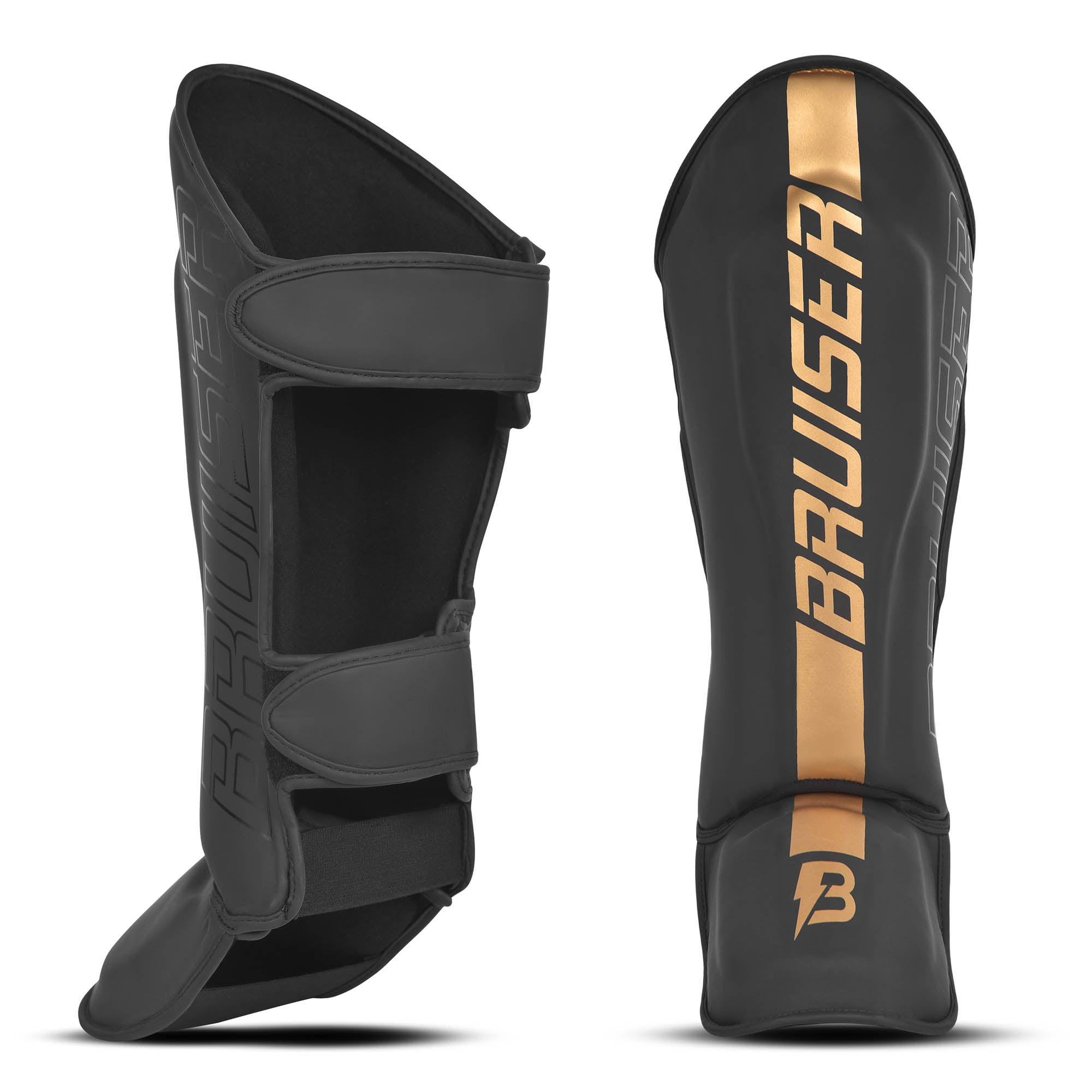 Espinilleras/Tobilleras Bruiser "Pro Safety " Polipiel Negro/Dorado ㅤㅤㅤㅤ