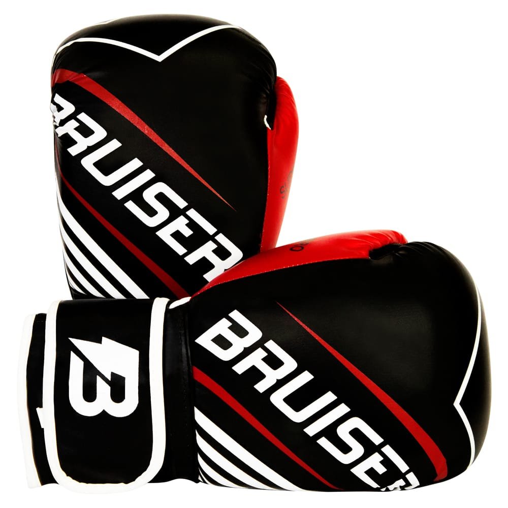 GUANTES DE BOXEO BRUISER SUPER HERO P.PIEL BLANCO/NEGRO/ROJO