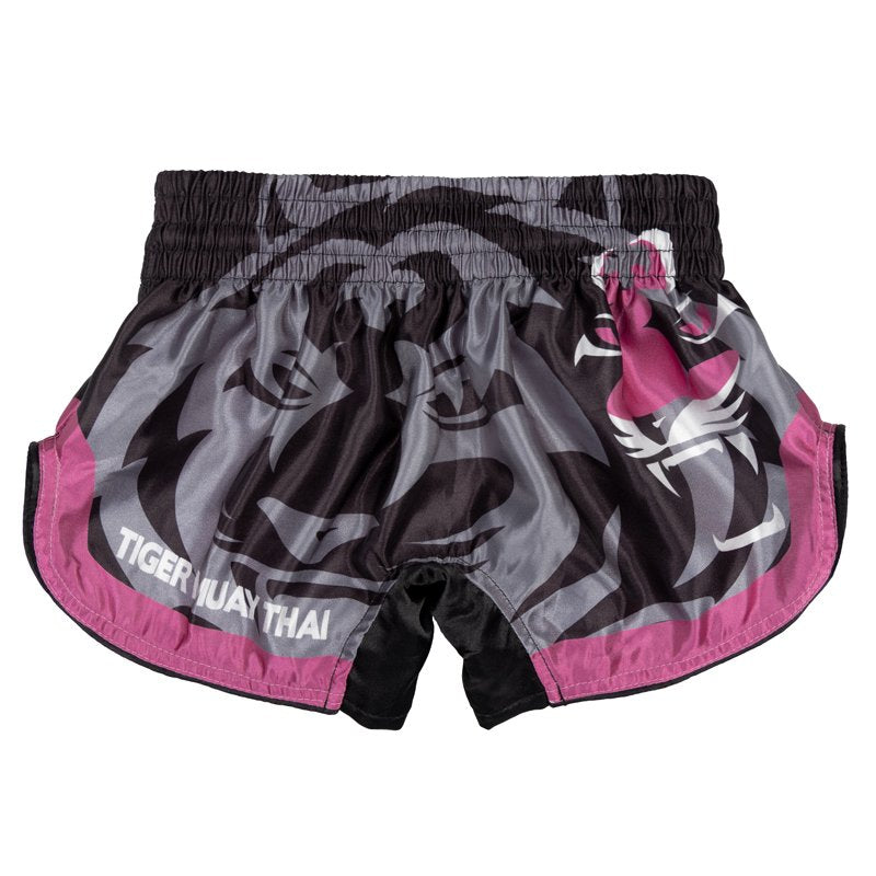 SHORT THAI KICK INFANTIL “TIGER” NEGRO/ROSA SATEN SUBLIMADO
