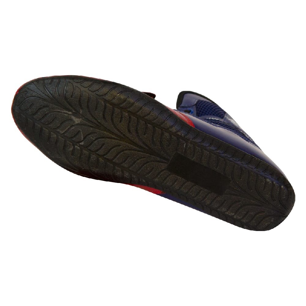 Suela de Botas de boxeo "Speed Ko" Bruiser color azules y rojas. Con cordones y velcro seguro. Parte inferior. 