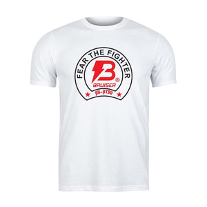 Camiseta Bruiser color blanco con logo en el centro. Hecha de algodón extrasuave. Costuras reforzadas. Para Muay Thai, boxeo, entrenamiento. 