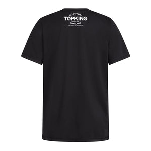Camiseta Top King color negro. Logo en espalda de color blanco. Hecha de algodón extrasuave. Para muay thai, boxeo, ropa de calle. 