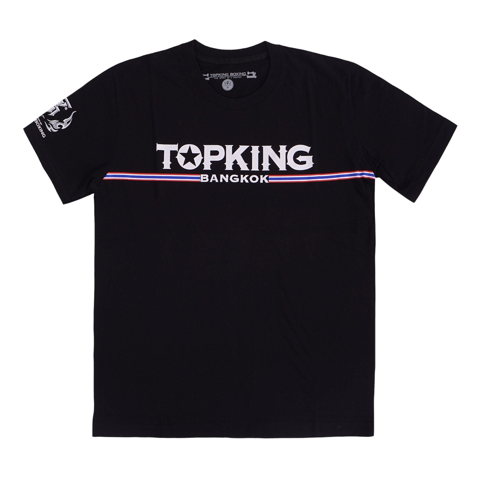 Camiseta Top King manga corta color negro. Logo en el centro. Hecha poliéster y algodón. Imagen frontal. 