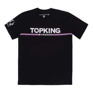 Camiseta Top King manga corta color negro. Logo en el centro. Hecha poliéster y algodón. Imagen frontal. 