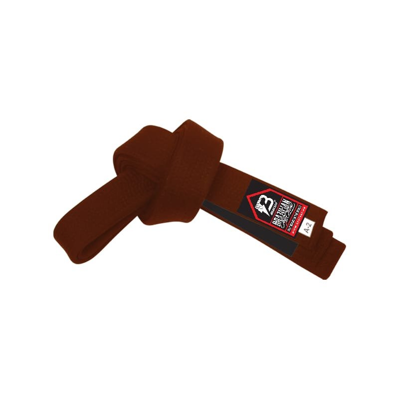 Cinturón de Jiu Jitsu Bruiser color marrón con detalles negros.  