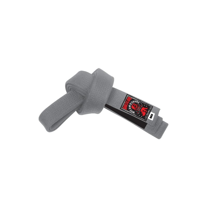 Cinturón de Jiu Jitsu "Graduación Oficial" Bruiser para niños color gris con detalles negros. 
