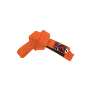Cinturón de Jiu Jitsu "Graduación Oficial" Bruiser para niños color naranja con detalles negros. 