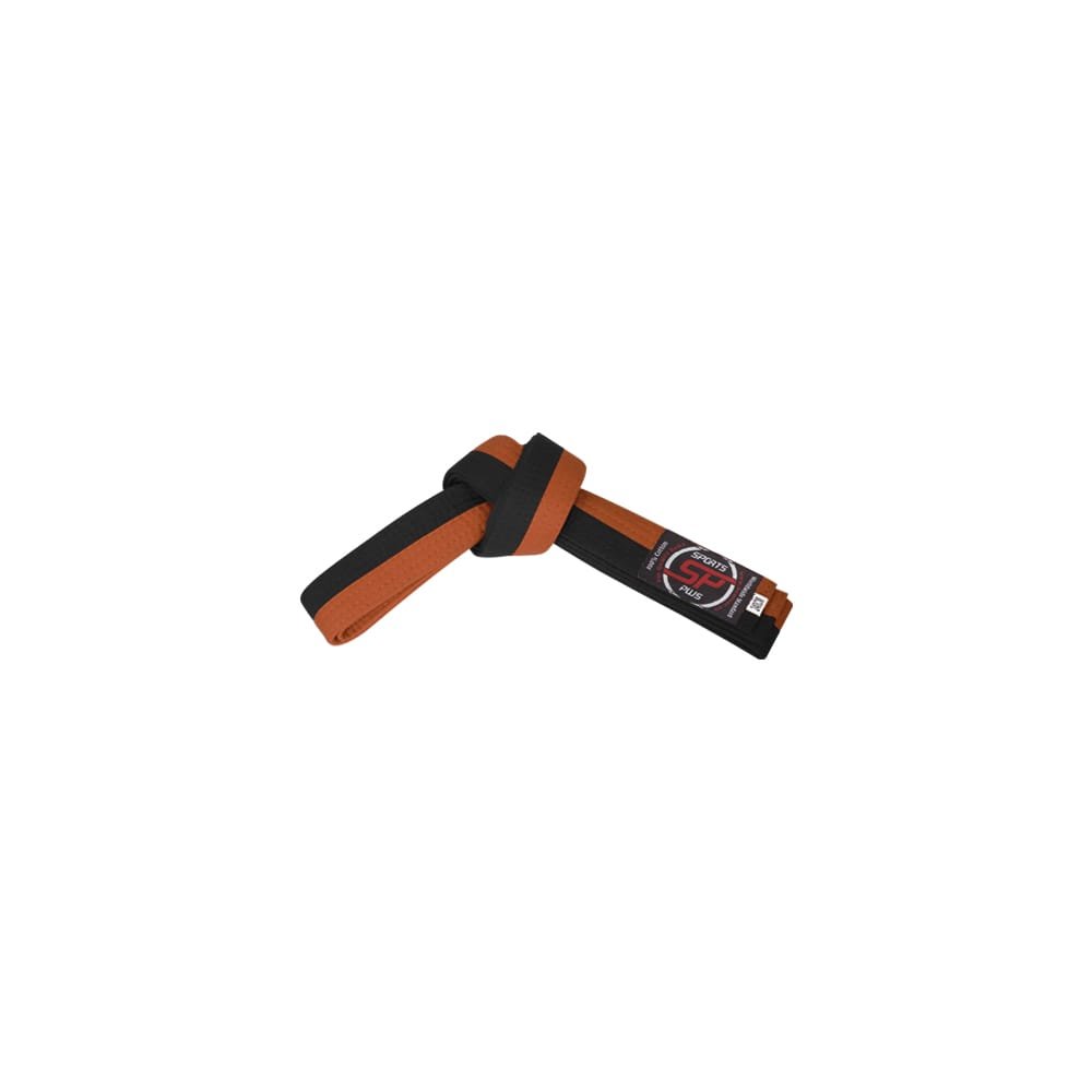 Cinturón infantil Sport Plus hecho de algodón de 240 cm color negro y naranja. 