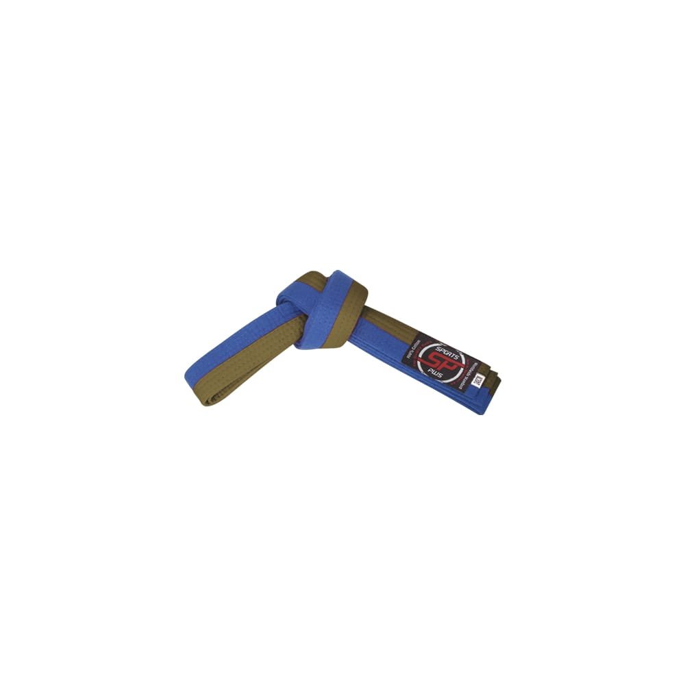 Cinturón infantil Sport Plus hecho de algodón de 260 cm color azul y marrón. 