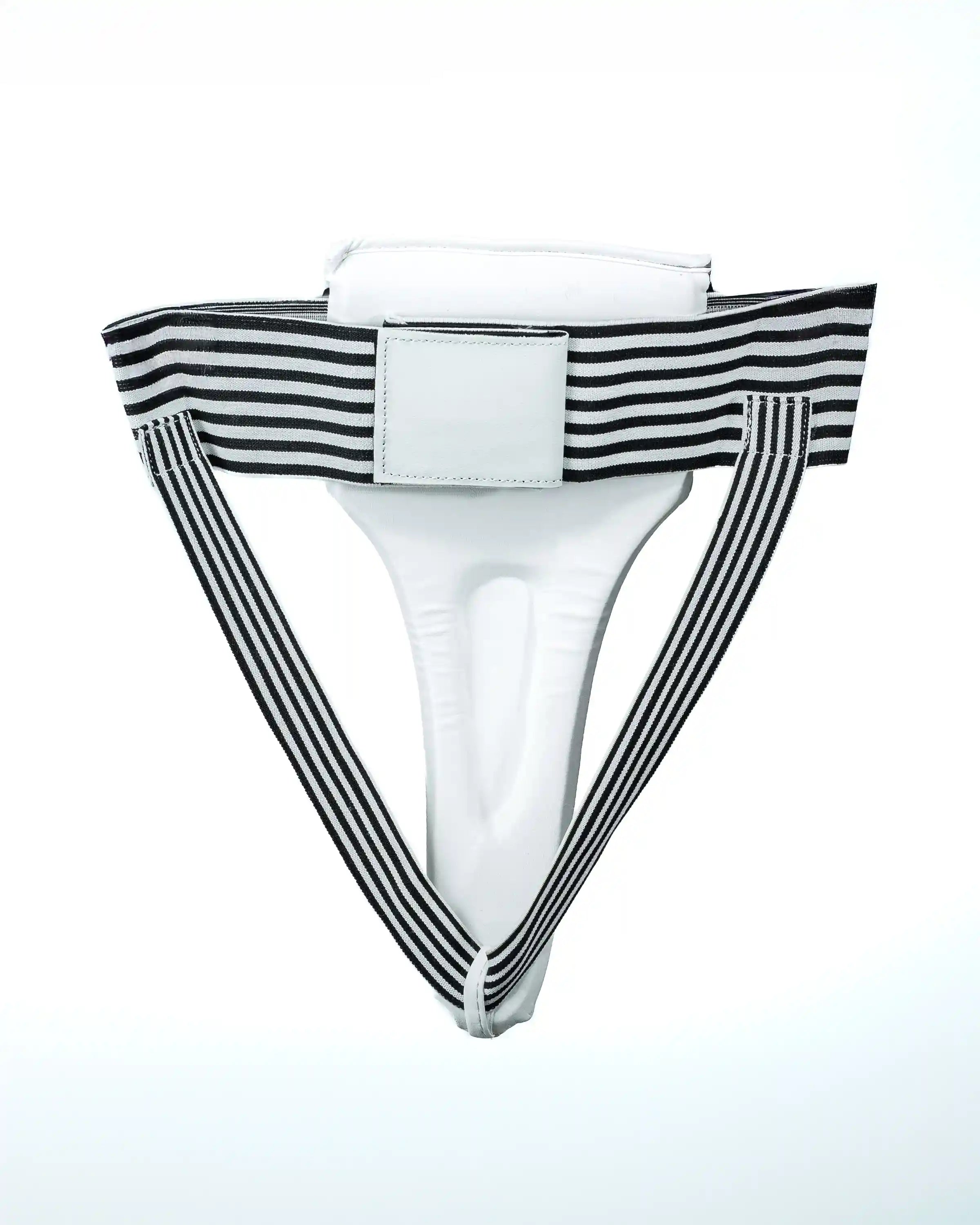 Coquillera femenina Bruiser color blanco. Hecha de cuero sintético con relleno de espuma. Imagen trasera. 