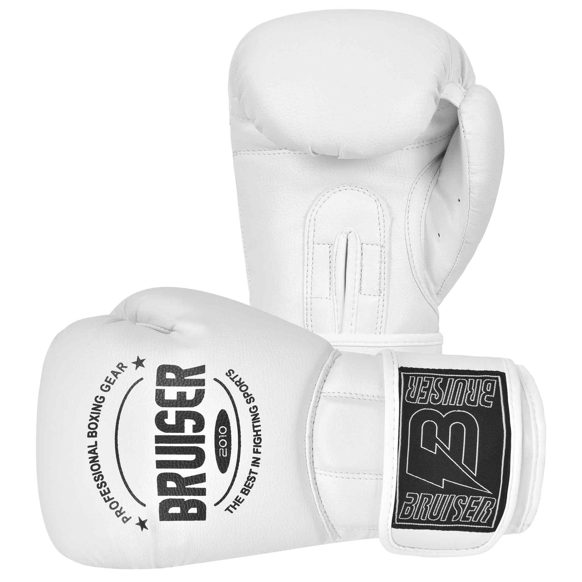 Guantes de boxeo blancos con cierre de velcro ancho diseñados para un soporte seguro de la muñeca.