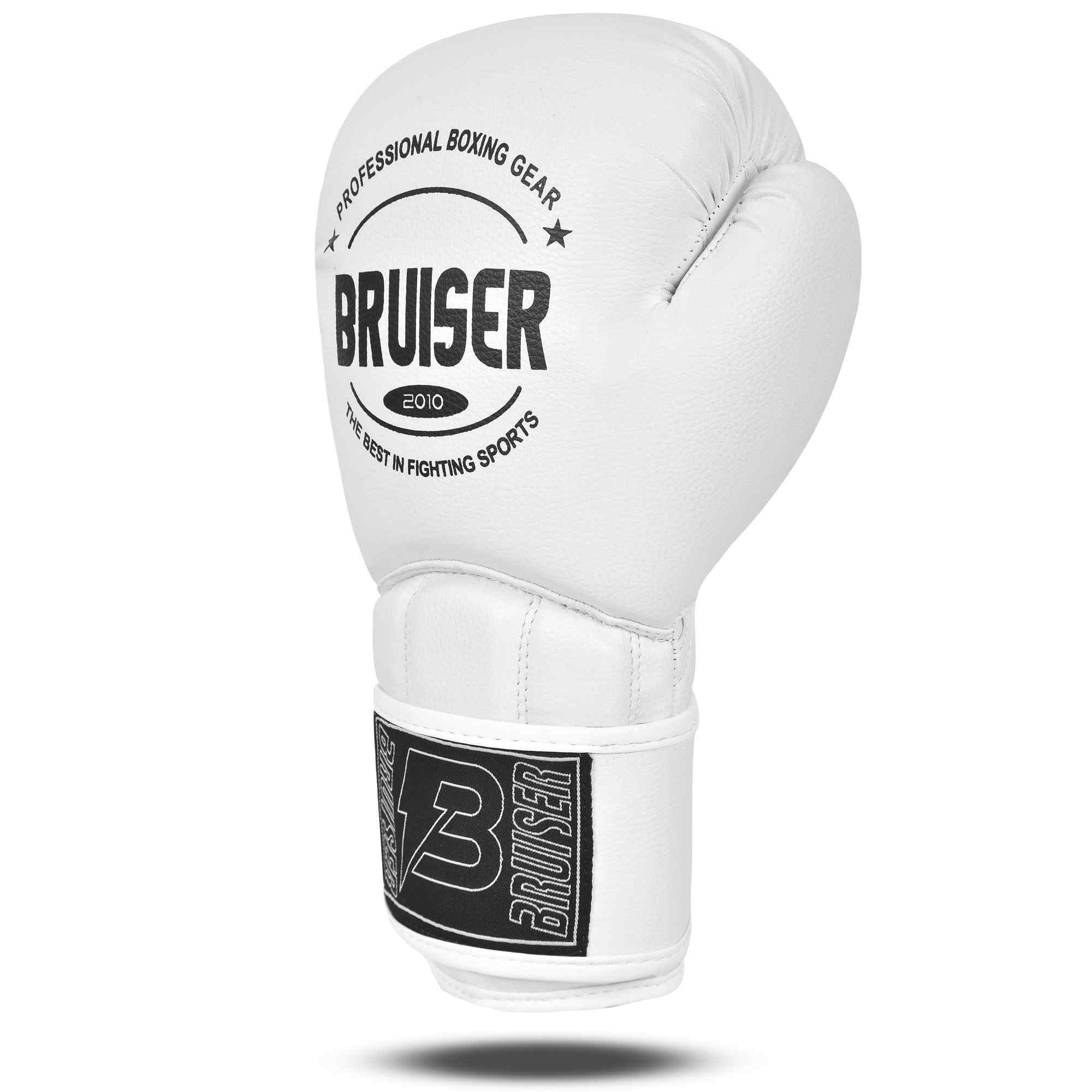 Guantes de boxeo blancos con curvatura natural preformada para mejorar el cierre del puño.