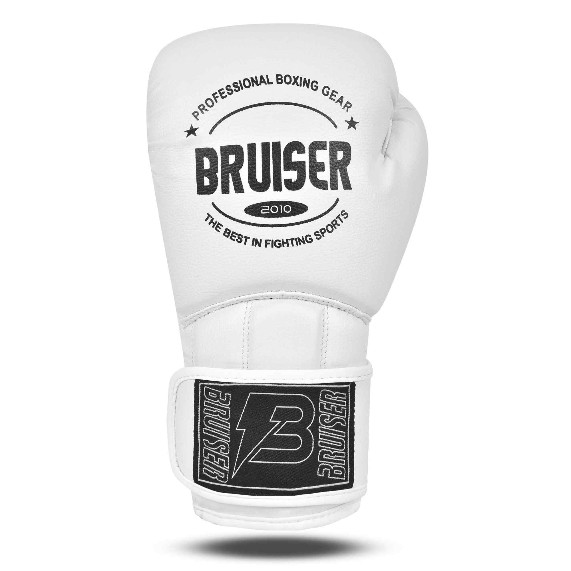 Zona de impacto de estos guantes de boxeo para entrenamiento, destacando la espuma de alta densidad frontal de estos guantes de boxeo blancos.