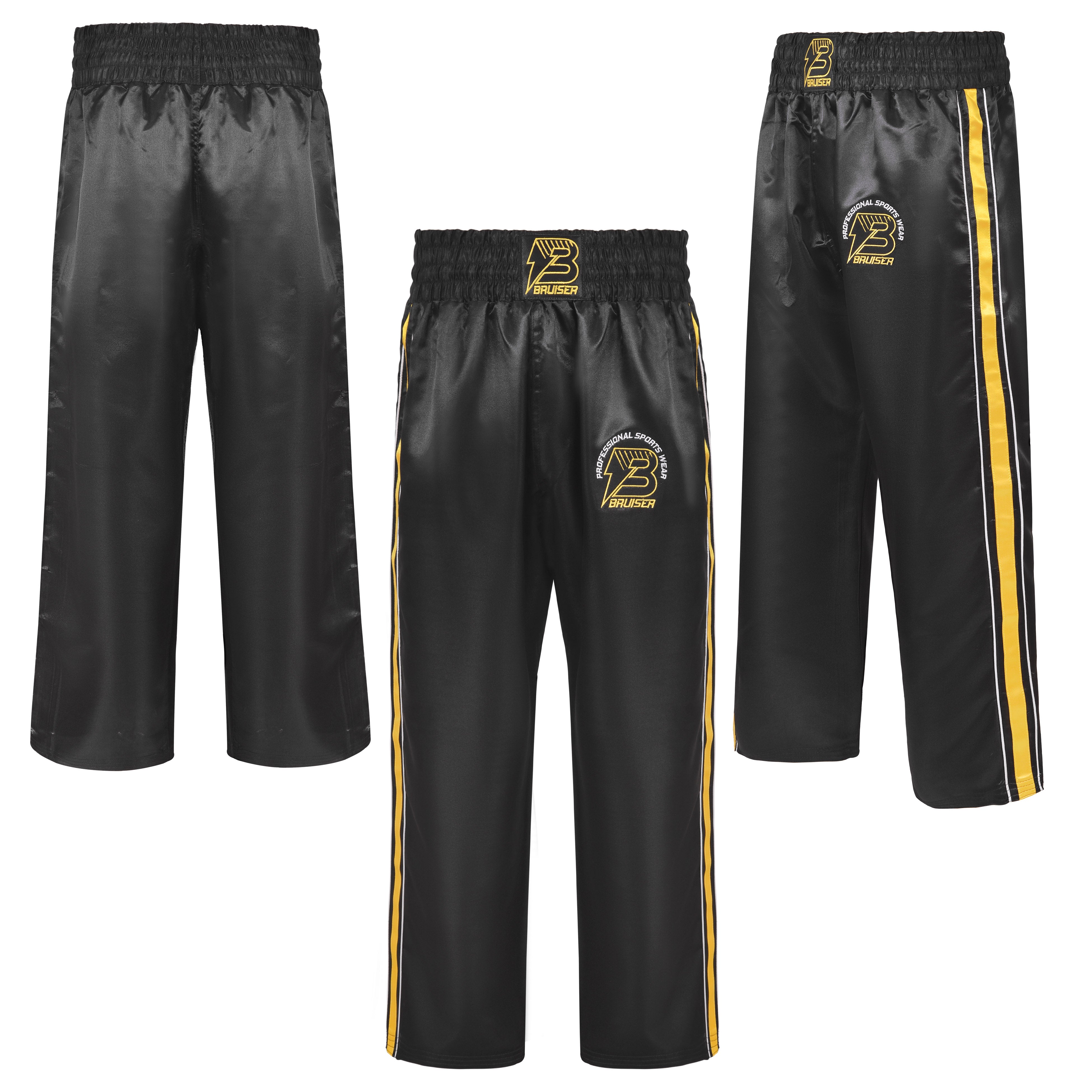 PANTALON LARGO BANDA LISA SATEN NEGRO