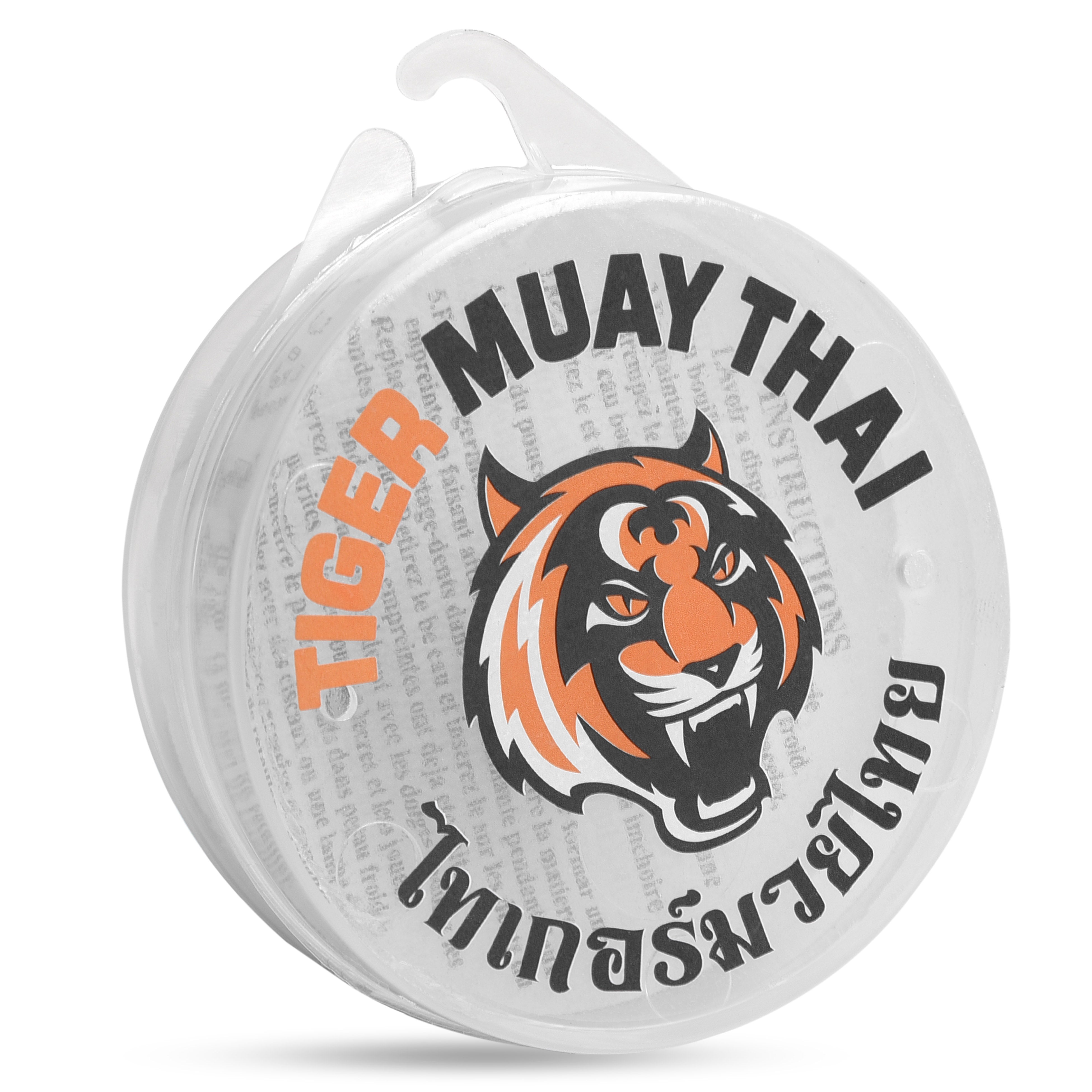 Protector bucal naranja de la marca Tiger Muay Thai, para boxeo, MMA y deportes de contacto. Materiales de alta calidad, protector es moldeable con calor.
Caja protectora blanca con logotipo de la marca.
Diseño cómodo y resistente pensado para entrenamiento y sparring.
