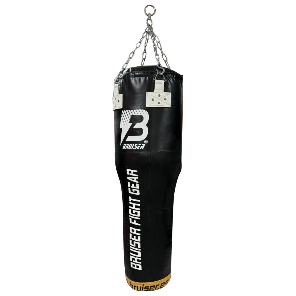 Saco de boxeo Uppercut Bruiser color negro. Logo en el centro. Hecho de piel de amara con un peso de 35kg y 120cm. Especial para puños. 
