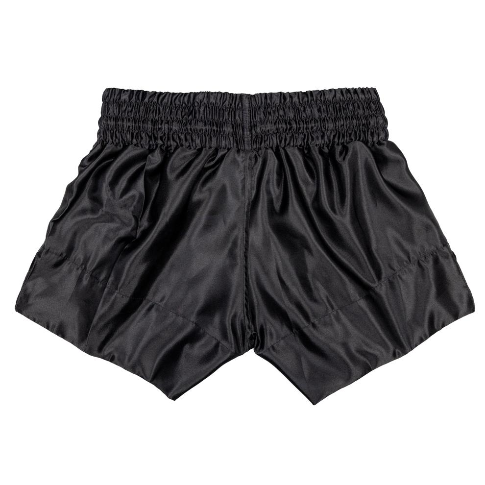 Short de Muay Thai Bruiser, color negro Material cómodo y transpirable con ajuste firme. Imagen trasera.