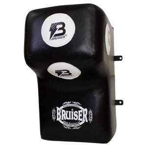 Silueta de pared marca Bruiser color negro con detalles blancos Logo en el centro. Hecha de piel de búfalo con un peso de 15kg. Para gimnasio o uso particular. Imagen frontal.  