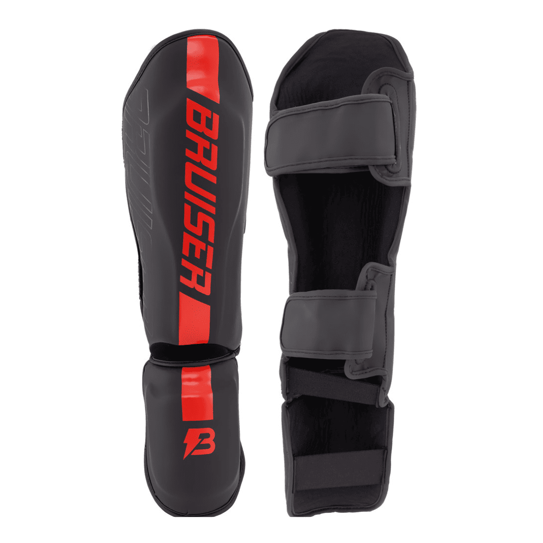 Espinilleras/Tobilleras Bruiser "Pro Safety " Polipiel Negro/Rojo