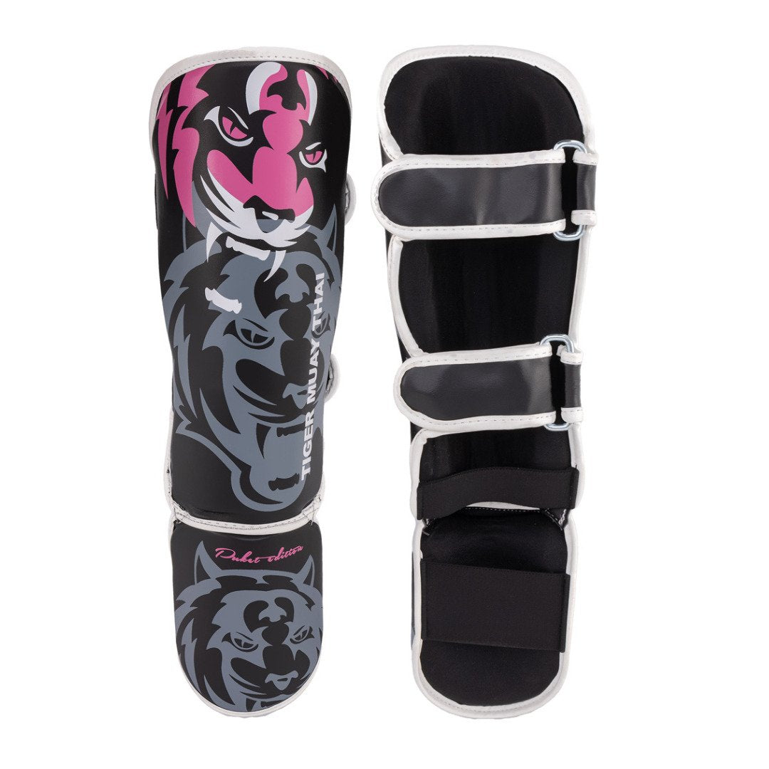 Espinilleras/Tobilleras TMT “Phuket Edition” Kids Polipiel Negro/Rosa