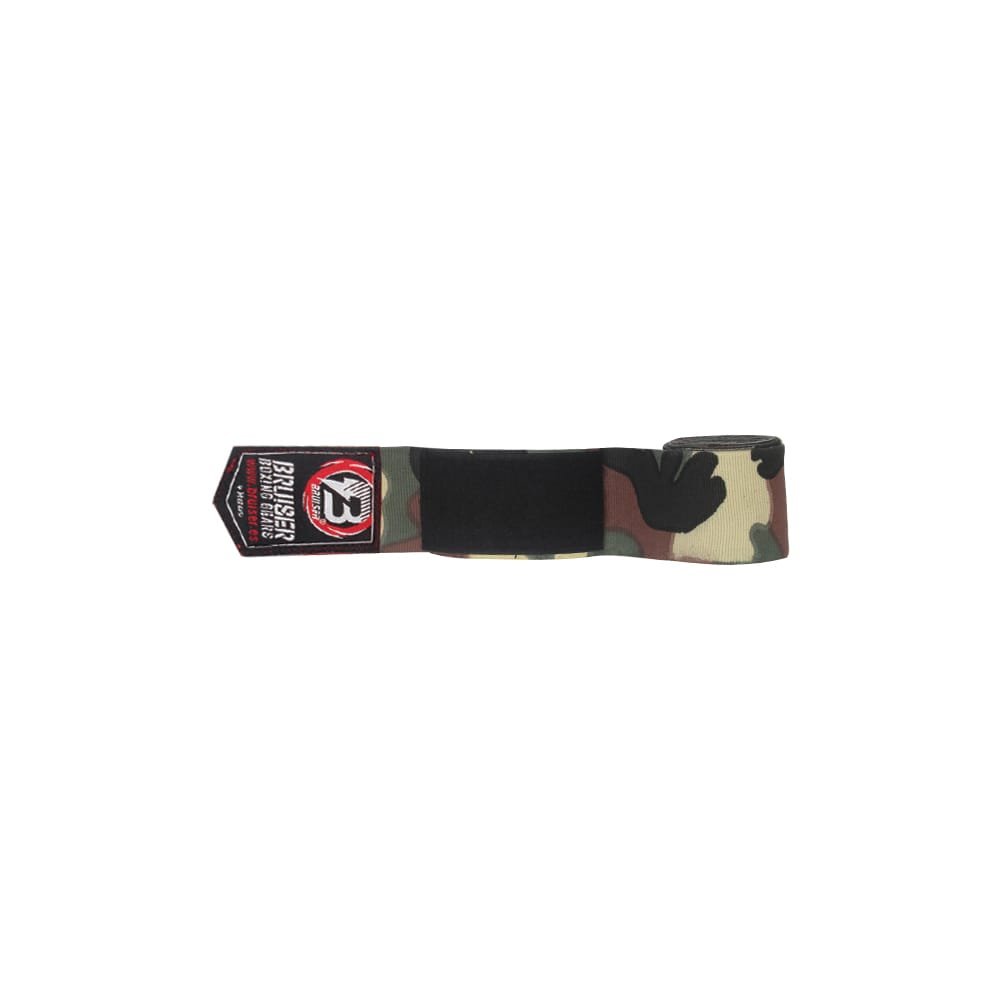 Vendas de boxeo elásticas enrolladas marca Bruiser con diseño camuflaje. 