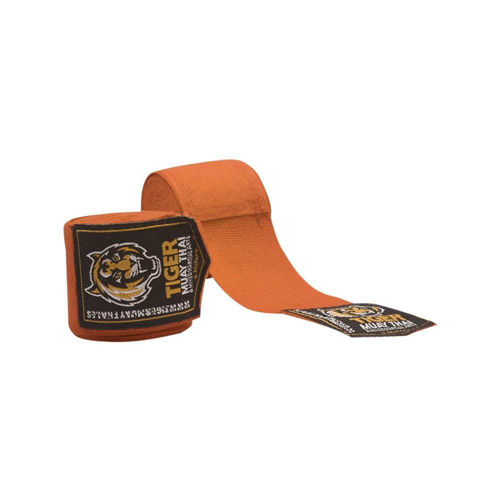 Vendas de boxeo semi elásticas 4 metros marca Tiger color naranja. 
