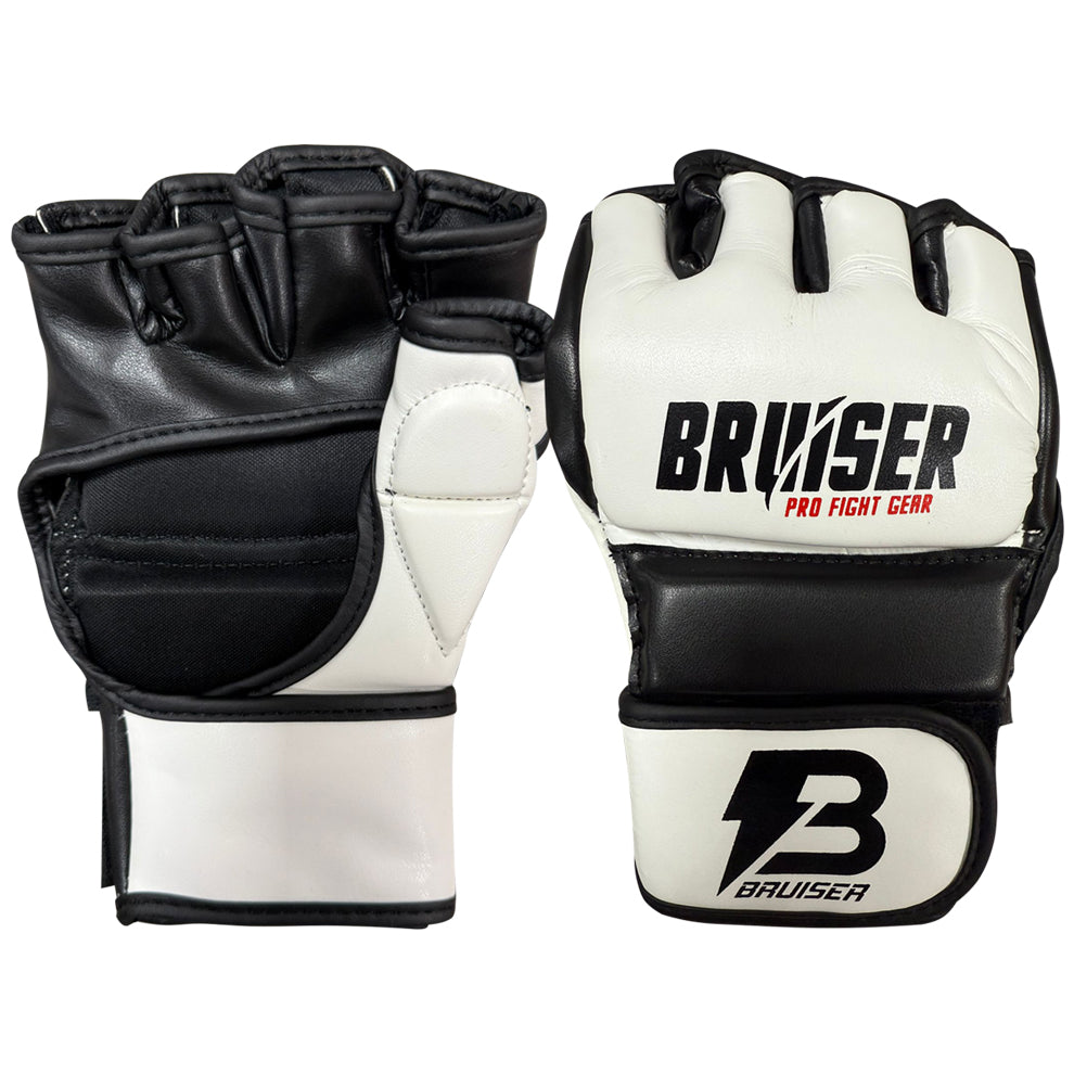 GUANTES DE MMA "PRO FIGHT" P.PIEL NEGRO / BLANCO