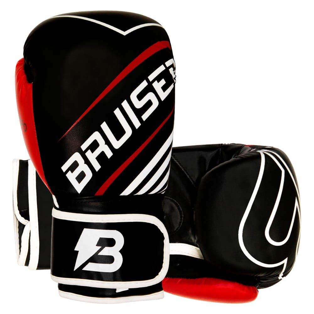 GUANTES DE BOXEO BRUISER SUPER HERO P.PIEL BLANCO/NEGRO/ROJO
