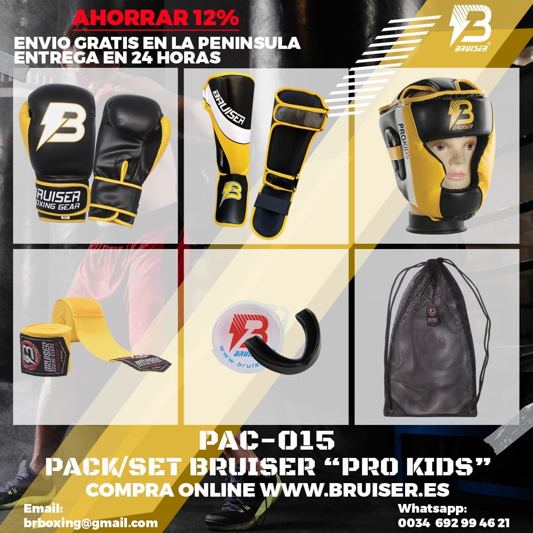 Pack "Pro Kids" Artificial Leather Bruiser Yellow