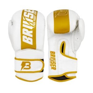 Guantes De Boxeo "Pro Fight " Polipiel Blanco/oro